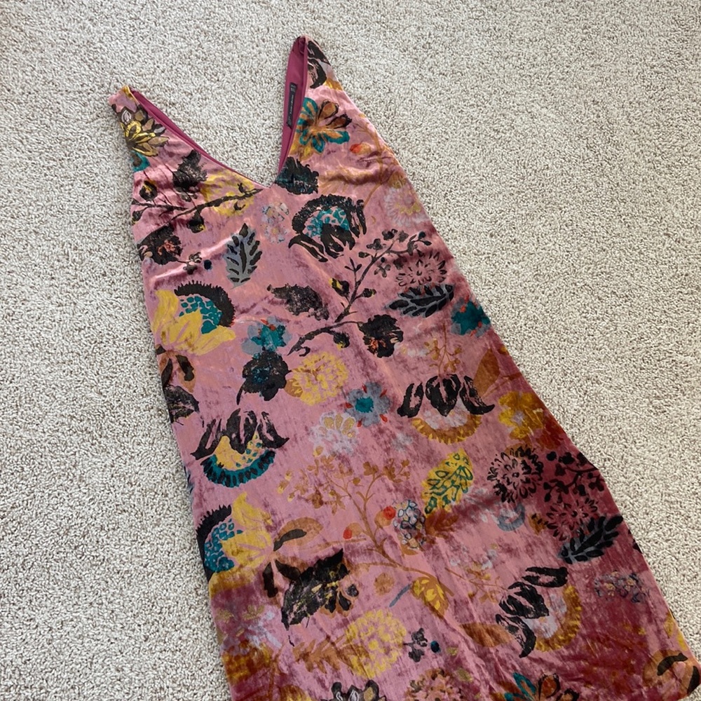 Velvet Floral Print Dress